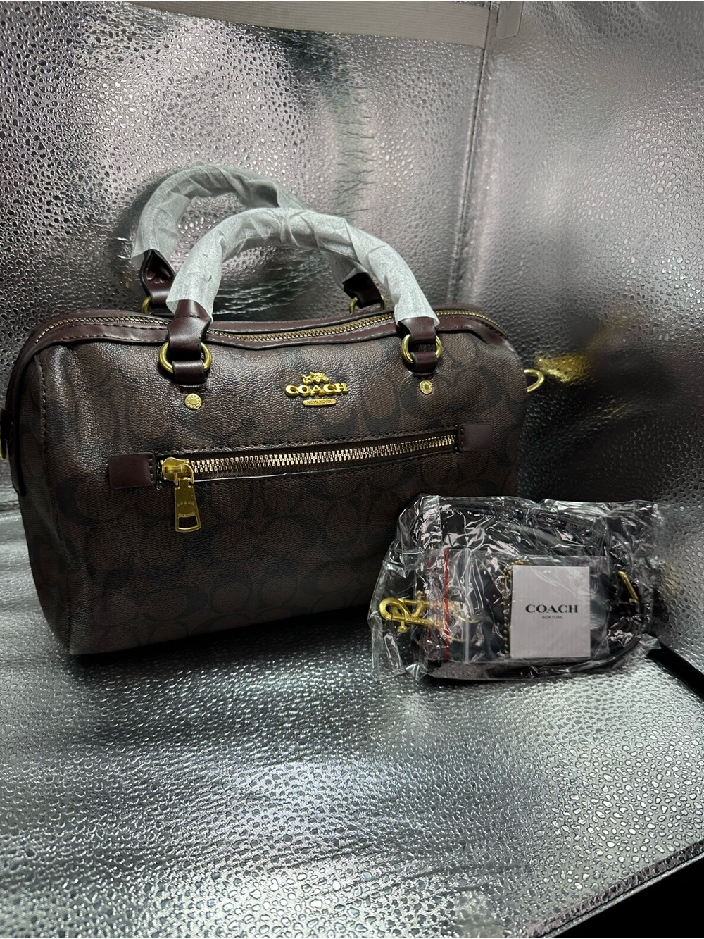 COACH Brown Logo Satchel with Gold Hardware - Picture 2 of 4